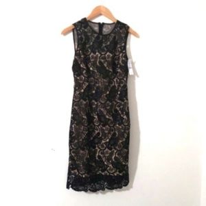 White House Black Market Black and Gold Lace Dress